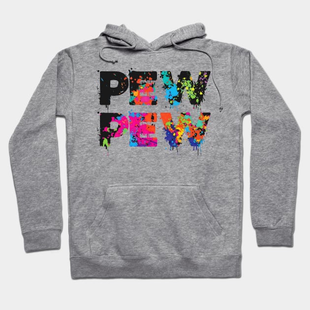 Pew Pew - Funny Paintball Hoodie by Issho Ni